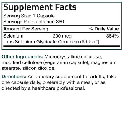 Bronson Selen 200 mcg – Hefefreier chelatierter Aminosäurekomplex - Essentielles Spurenelement mit hervorragender Absorption, 360 Kapseln