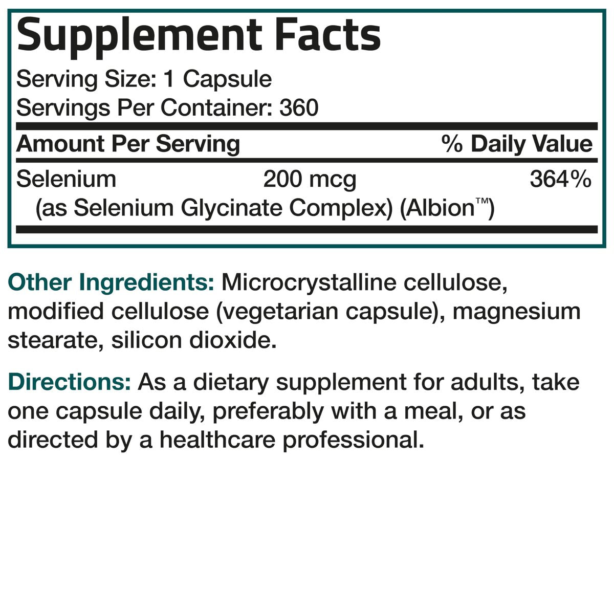 Bronson Selen 200 mcg – Hefefreier chelatierter Aminosäurekomplex - Essentielles Spurenelement mit hervorragender Absorption, 360 Kapseln