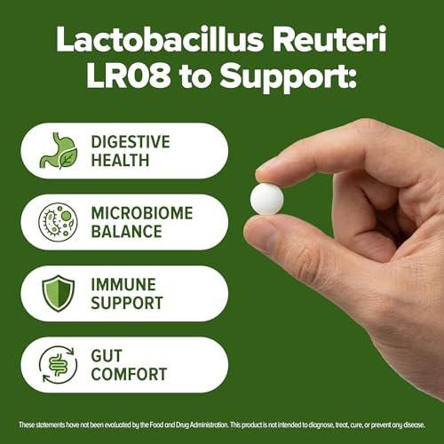 Lactobacillus Reuteri Probiotikum 240 Tabletten (4 Monate Vorrat) – Forschungsstamm LR08 – 3 Milliarden KBE – Verdauungsgesundheit & Darmkomfort – GMP-zertifiziert