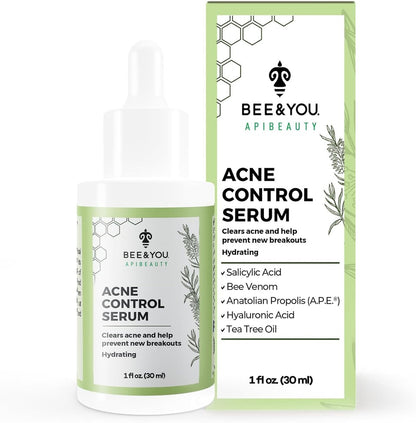 BEE and YOU Akne Behandlung mit Salicylsäure, Bienengift und 100% natürlichem Propolis-Extrakt – Akne Serum für Gesicht und Körper zur Kontrolle und Beseitigung von Ausbrüchen | 30 ml