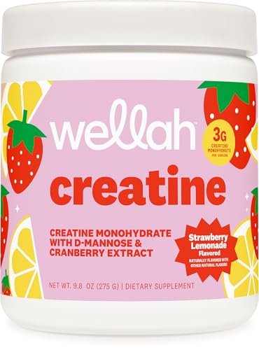 Wellah Creatin für Frauen – Creatin-Monohydrat mit Löwenzahn & Cranberry-Extrakt (50 Portionen, Erdbeer-Zitronen-Limonade)