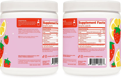 Wellah Creatin für Frauen – Creatin-Monohydrat mit Löwenzahn & Cranberry-Extrakt (50 Portionen, Erdbeer-Zitronen-Limonade)