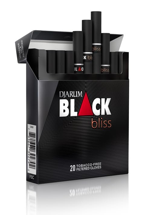 Djarum Original Black Bliss Gewürznelken Zigaretten mit Filter – 1 Schachtel à 20 Stück inkl. Frugal Smoker Aufkleber