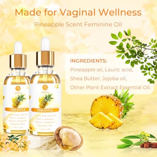 3er Pack Yoni-Öl für Frauen – Femininpflegeöl – Allnatürliche vaginale essentielle Öle, reduziert Geruch, stellt pH-Gleichgewicht und Feuchtigkeit wieder her, 1 fl oz/Stk Erdbeere Ananas Pfirsich Duft