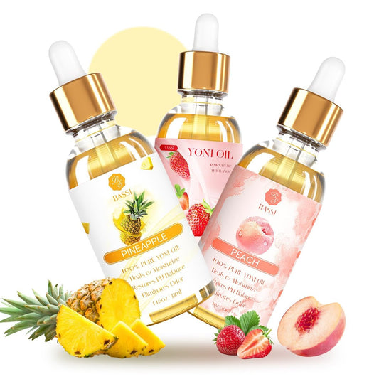 3er Pack Yoni-Öl für Frauen – Femininpflegeöl – Allnatürliche vaginale essentielle Öle, reduziert Geruch, stellt pH-Gleichgewicht und Feuchtigkeit wieder her, 1 fl oz/Stk Erdbeere Ananas Pfirsich Duft