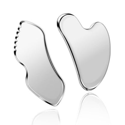 MoHern 2er-Set Edelstahl Gua Sha Werkzeug – Gesichts-Gua Sha Werkzeuge für die Kieferpartie, Gesichtsmassagegerät zur Reduzierung von Schwellungen, Hautpflege-Geschenk