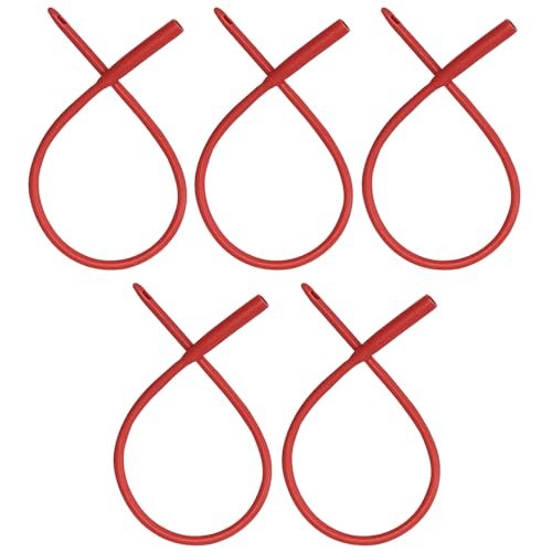 PE Premium Einlauf Rot Latex Katheter 20FR mit Flexiblem Gummischlauch für Höhere Darmreinigung und Gerson Kaffee-Therapie. Inklusive Universal-Schlauchanschluss (5er Pack)