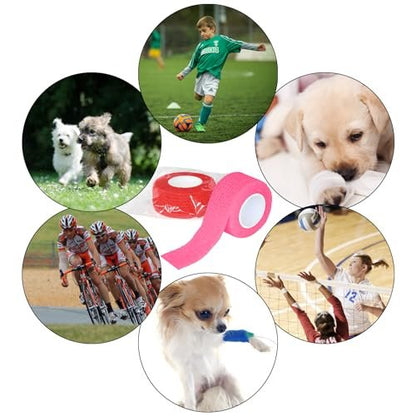 Twavang 6er-Pack 2,5 cm selbstklebende elastische Bandage – atmungsaktive Fixierbinde für Haustiere, Sport, Handgelenk, Knie, Knöchel (5 Yards pro Rolle, gemischte Farben)