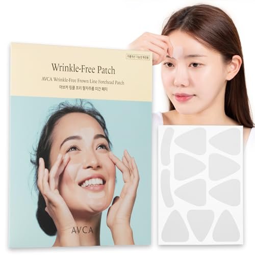 AVCA Anti-Falten-Patches für Stirnfalten, Zornesfalten und Lachfalten – Koreanische Hautpflege, nicht-invasive Faltenpflaster für das Gesicht, 55 Stück