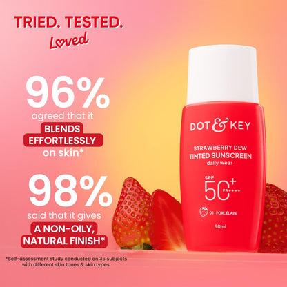 Dot & Key Strawberry Dew Tinted Sonnenschutz SPF 50 PA++++ | Breitband-Gesichtssonnenschutz | Für alle Hauttypen | 50 ml