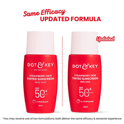 Dot & Key Strawberry Dew Tinted Sonnenschutz SPF 50 PA++++ | Breitband-Gesichtssonnenschutz | Für alle Hauttypen | 50 ml