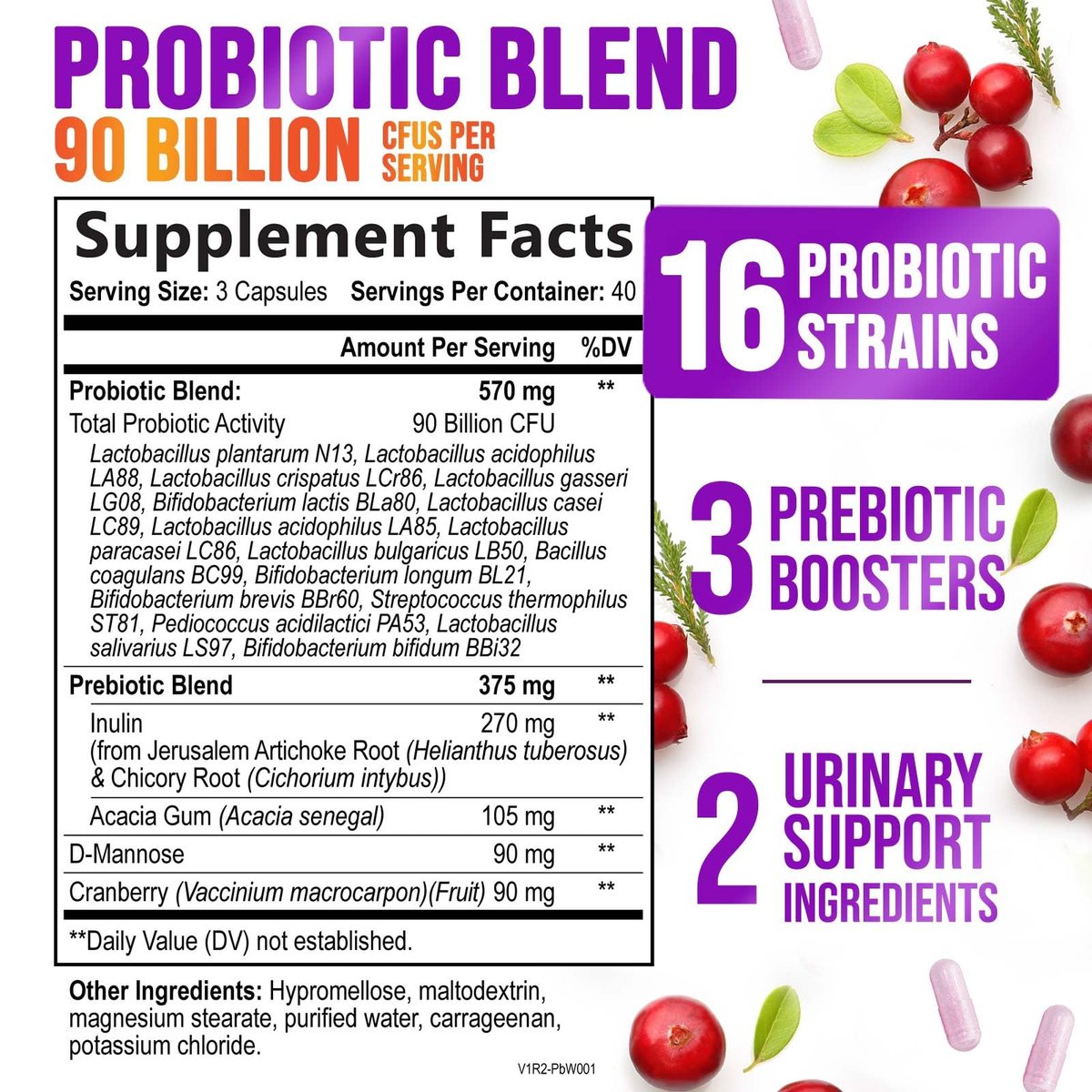 Probiotika für Frauen – Probiotischer Blend 90 Milliarden KBE pro Portion – Gezielte Unterstützung für Vaginal- und Verdauungsgesundheit – 16 Stämme, Cranberry, Präbiotika – Hergestellt in den USA – 120 Kapseln