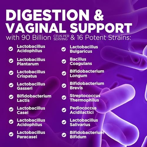 Probiotika für Frauen – Probiotischer Blend 90 Milliarden KBE pro Portion – Gezielte Unterstützung für Vaginal- und Verdauungsgesundheit – 16 Stämme, Cranberry, Präbiotika – Hergestellt in den USA – 120 Kapseln
