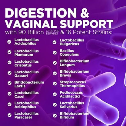 Probiotika für Frauen – Probiotischer Blend 90 Milliarden KBE pro Portion – Gezielte Unterstützung für Vaginal- und Verdauungsgesundheit – 16 Stämme, Cranberry, Präbiotika – Hergestellt in den USA – 120 Kapseln