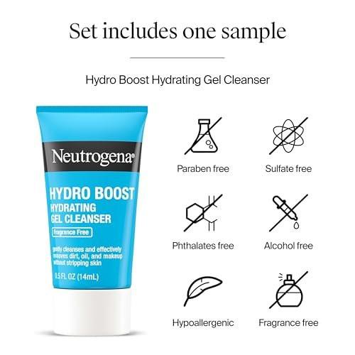 Neutrogena Hydro Boost Water Cream 72h Feuchtigkeitscreme für normale bis sehr trockene Haut, parfümfrei, mit Hyaluronsäure, 48 g + Probiergröße Hydro Boost Reinigungsgel, 15 ml