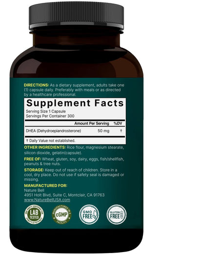 NatureBell DHA 50 mg für Männer und Frauen, 300 Kapseln | Mikronisiert für bessere Absorption | Pflanzliche Quelle | Unterstützt Energie, Stoffwechsel & gesundes Altern | Non-GMO, hergestellt in den USA