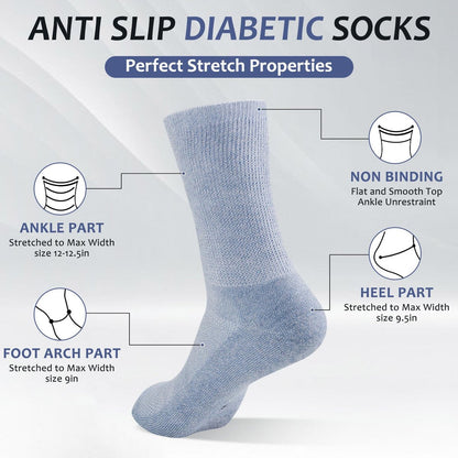 Bulinlulu Diabetikersocken für Damen und Herren – 6 Paar nahtlose Zehen, nicht einschnürend, Größe 10-13 (Large, Schwarz)