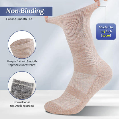 Bulinlulu Diabetikersocken für Damen und Herren – 6 Paar nahtlose Zehen, nicht einschnürend, Größe 10-13 (Large, Schwarz)