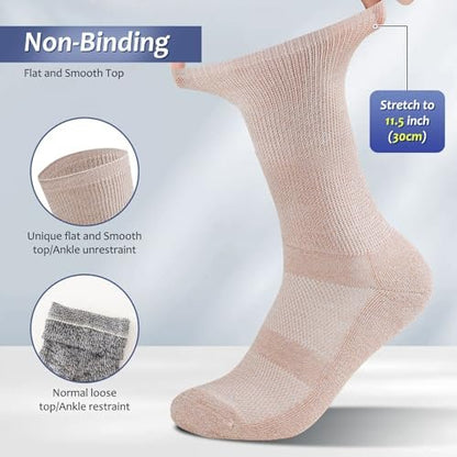 Bulinlulu Diabetikersocken für Damen und Herren – 6 Paar nahtlose Zehen, nicht einschnürend, Größe 10-13 (Large, Schwarz)