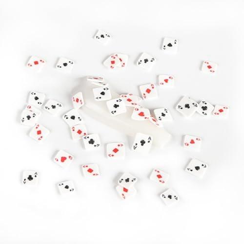 minkissy Pokerkarten-Nagelcharm 3D Polymer Clay Nail Art Accessoires für DIY Maniküre 11x7cm Einzigartiges Spielkarten-Design Kompakte Größe für Zuhause und Salon