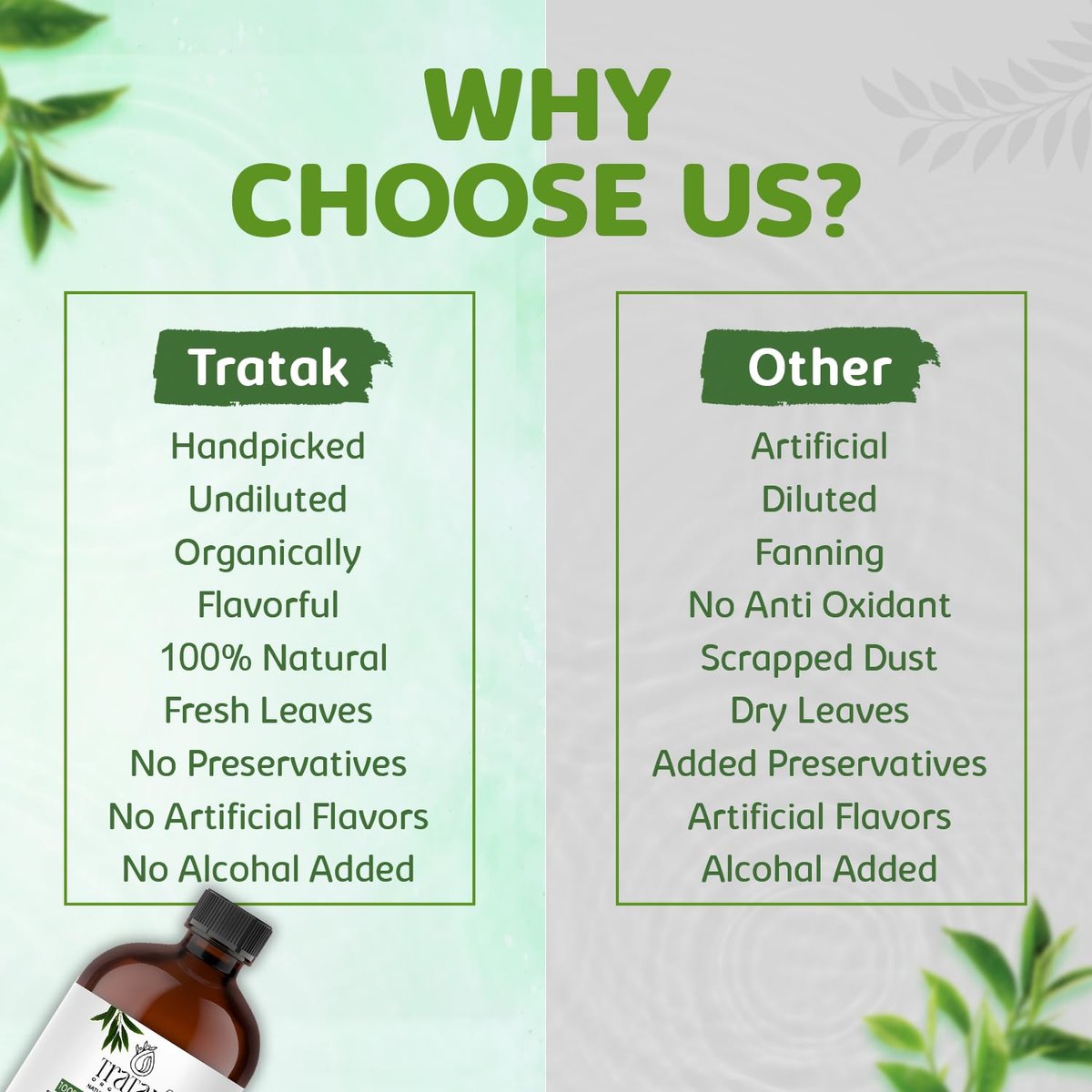 TRATAK ORGANICS Teebaumöl für Haut, Haare & Nägel - 118 ml - 100% reines natürliches Teebaumöl (Australische Melaleuca) für Wirksamkeit - Verwendung in allgemeinem Wohlbefinden, Aromatherapie & DIY-Seife