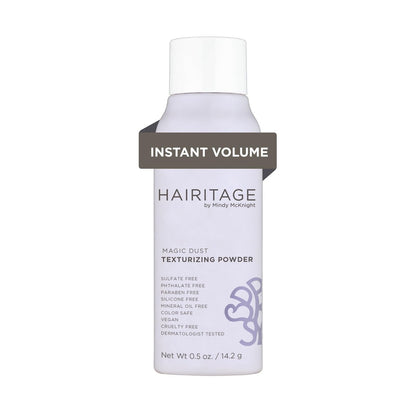 Hairitage Haar-Texturpulver für Volumen – Leicht + Mittlerer Halt – Texturierendes + Volumenverleihendes Haarstyling-Pulver für Männer, Frauen, Jungen & Mädchen – Sulfatfrei, Vegan + Dermatologisch getestet