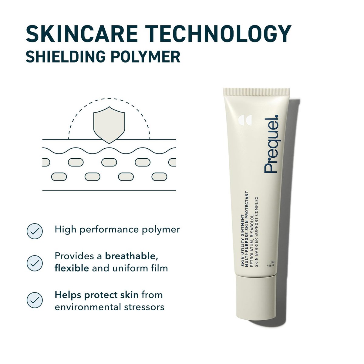 Prequel Skin Utility Ointment – Feuchtigkeitsspendende Schutzsalbe für Gesicht und Körper mit 45% Petrolatum, für trockene Haut und rissige Hände