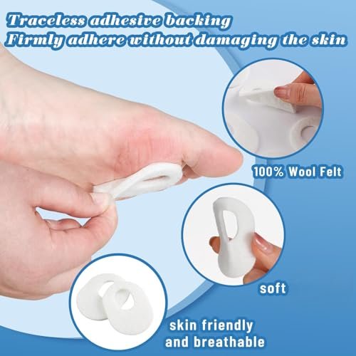 WILLBOND 120 Stück Hornhautpads aus weichem Filz, ovale Form, für Fußsohle, Klebepads gegen Hühneraugen und Hornhaut, für Männer und Frauen, Schmerzlinderung an Zehen und Ferse (Weiß)