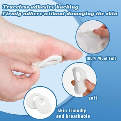 WILLBOND 120 Stück Hornhautpads aus weichem Filz, ovale Form, für Fußsohle, Klebepads gegen Hühneraugen und Hornhaut, für Männer und Frauen, Schmerzlinderung an Zehen und Ferse (Weiß)