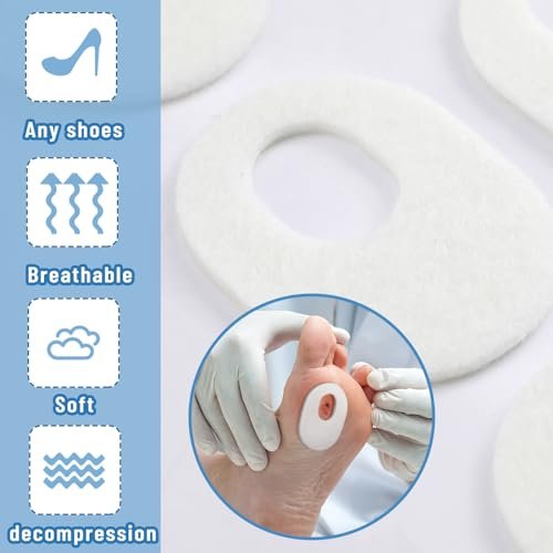 WILLBOND 120 Stück Hornhautpads aus weichem Filz, ovale Form, für Fußsohle, Klebepads gegen Hühneraugen und Hornhaut, für Männer und Frauen, Schmerzlinderung an Zehen und Ferse (Weiß)