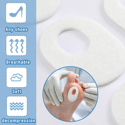 WILLBOND 120 Stück Hornhautpads aus weichem Filz, ovale Form, für Fußsohle, Klebepads gegen Hühneraugen und Hornhaut, für Männer und Frauen, Schmerzlinderung an Zehen und Ferse (Weiß)