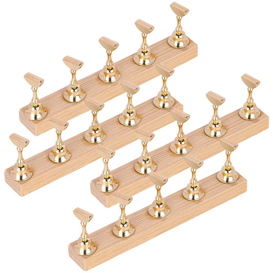 Tbestmax 4 Sets Nagelständer für Press-on-Nägel, Magnetischer Nagelspitzenhalter, Nagelkunst-Ausstellungsständer, Holz-Fake-Nagelhalter