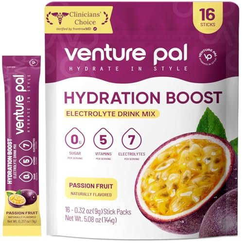 Venture Pal Zuckerfreies Elektrolyt-Pulver – 16 Portionen mit 5 Vitaminen & 7 Elektrolyten für schnelle Hydratation und Party-Erholung – Keto-freundlich, Nicht-GVO, Vegan