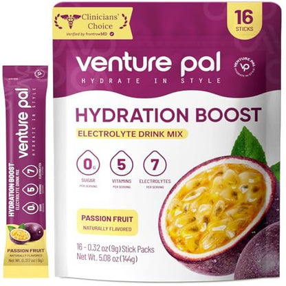 Venture Pal Zuckerfreies Elektrolyt-Pulver – 16 Portionen mit 5 Vitaminen & 7 Elektrolyten für schnelle Hydratation und Party-Erholung – Keto-freundlich, Nicht-GVO, Vegan