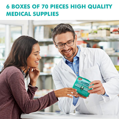 General Medi 420-teiliges Erste-Hilfe-Set, 6 Einzelboxen mit je 70 Artikeln – Premium medizinische Versorgung für Reise, Zuhause, Büro, Fahrzeug, Camping, Arbeitsplatz & Outdoor (420 Stück, 6er-Pack)