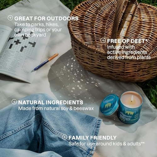 Cliganic Natürliche Mückenschutzkerze (9oz, 2er-Pack) | Citronella, DEET-frei, mit ätherischen Ölen für Outdoor & Camping | Brenndauer 40 Stunden