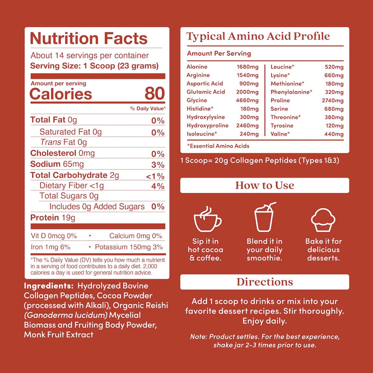 Further Food Chocolate Collagen Peptides Pulver mit Reishi-Pilz - 100% Weidehaltung, hydrolysiert Typ 1 & 3, 20g Kollagen pro Portion, unterstützt Haut, Haare, Nägel & Gelenke, 11,36 Unzen