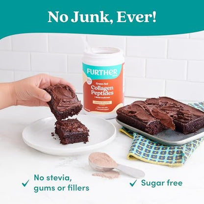 Further Food Chocolate Collagen Peptides Pulver mit Reishi-Pilz - 100% Weidehaltung, hydrolysiert Typ 1 & 3, 20g Kollagen pro Portion, unterstützt Haut, Haare, Nägel & Gelenke, 11,36 Unzen