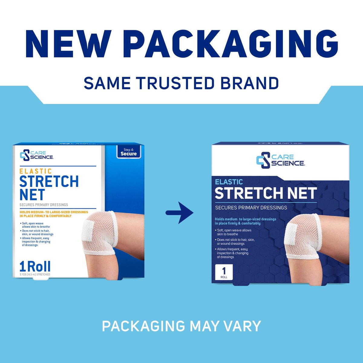 Care Science Elastisches Stretch-Netz, 1 Rolle, 5 Yards | Premium Erste-Hilfe-Wundversorgung, Fixiert Wundauflagen fest und bequem