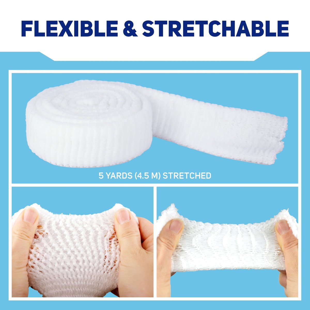 Care Science Elastisches Stretch-Netz, 1 Rolle, 5 Yards | Premium Erste-Hilfe-Wundversorgung, Fixiert Wundauflagen fest und bequem