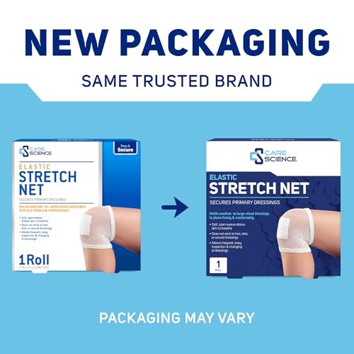 Care Science Elastisches Stretch-Netz, 1 Rolle, 5 Yards | Premium Erste-Hilfe-Wundversorgung, Fixiert Wundauflagen fest und bequem