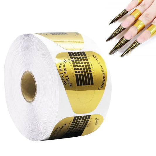 500 Stück Nagelformen Gold Hufeisen Nagelverlängerungs-Guide Papierformen für Builder Gel, Polygel, Acrylnägel