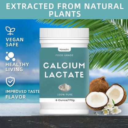 6 oz Calciumlactat-Pulver – 100 % reines Calciumlactat in Lebensmittelqualität für Knochengesundheit, Frische und Geschmack