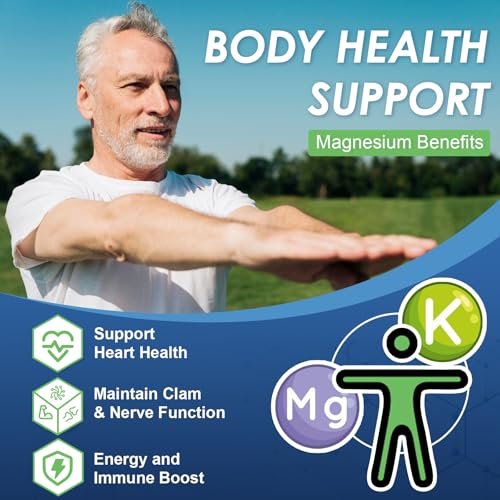 NATURE TARGET Magnesium Glycinat 500mg, cheliertes Magnesium mit Zink & Vitamin D3 für Muskeln, Nerven & Knochen, Unterstützung der Herzgesundheit & Beinkrämpfe, Stärkung des Immunsystems - 120 Kapseln