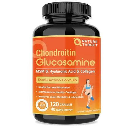 NATURE TARGET Glucosamin Chondroitin – Gelenkergänzung für Frauen & Männer, mit MSM, Kollagen, ohne Schalentiere, 120 Kapseln