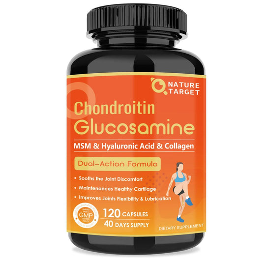 NATURE TARGET Glucosamin Chondroitin – Gelenkergänzung für Frauen & Männer, mit MSM, Kollagen, ohne Schalentiere, 120 Kapseln
