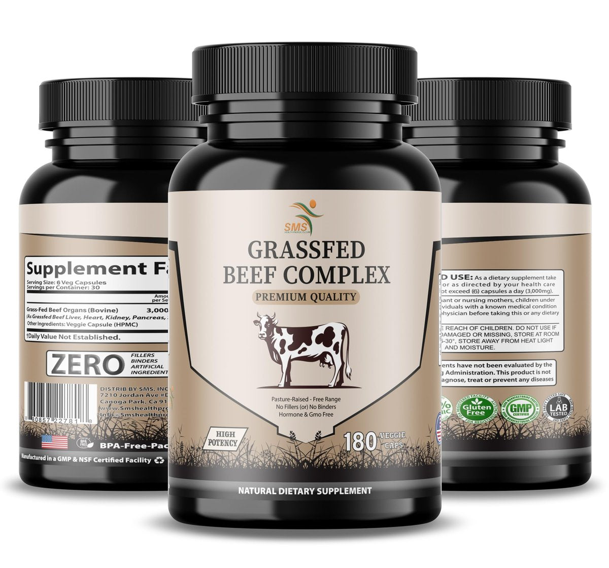 Rinderorgan-Präparat – Weidehaltung & Grasfütterung – 3000mg Rinderleber, Herz, Niere, Bauchspeicheldrüse, Milz (180 Kapseln) – Ganzkörper-Wohlbefinden & Leistung