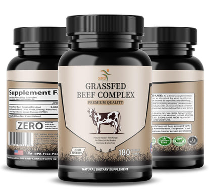 Rinderorgan-Präparat – Weidehaltung & Grasfütterung – 3000mg Rinderleber, Herz, Niere, Bauchspeicheldrüse, Milz (180 Kapseln) – Ganzkörper-Wohlbefinden & Leistung