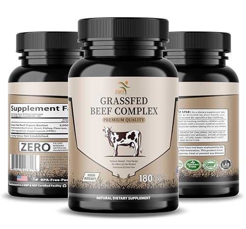 Rinderorgan-Präparat – Weidehaltung & Grasfütterung – 3000mg Rinderleber, Herz, Niere, Bauchspeicheldrüse, Milz (180 Kapseln) – Ganzkörper-Wohlbefinden & Leistung