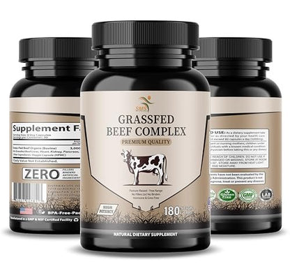 Rinderorgan-Präparat – Weidehaltung & Grasfütterung – 3000mg Rinderleber, Herz, Niere, Bauchspeicheldrüse, Milz (180 Kapseln) – Ganzkörper-Wohlbefinden & Leistung